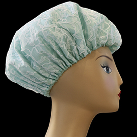 1253 - Mint with White Lace, Shower Cap