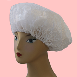 Designer Shower Caps - 130 - White Lace (lace fabric)